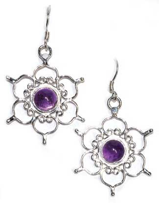 1.25" Lotus amethyst earrings