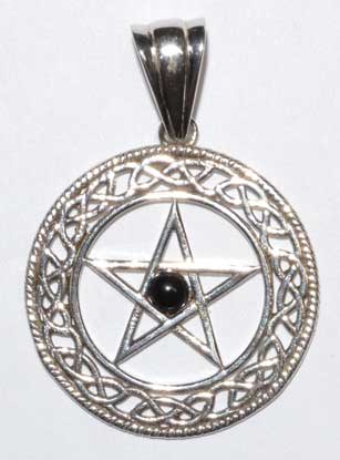Pentacle black obsidian pendant